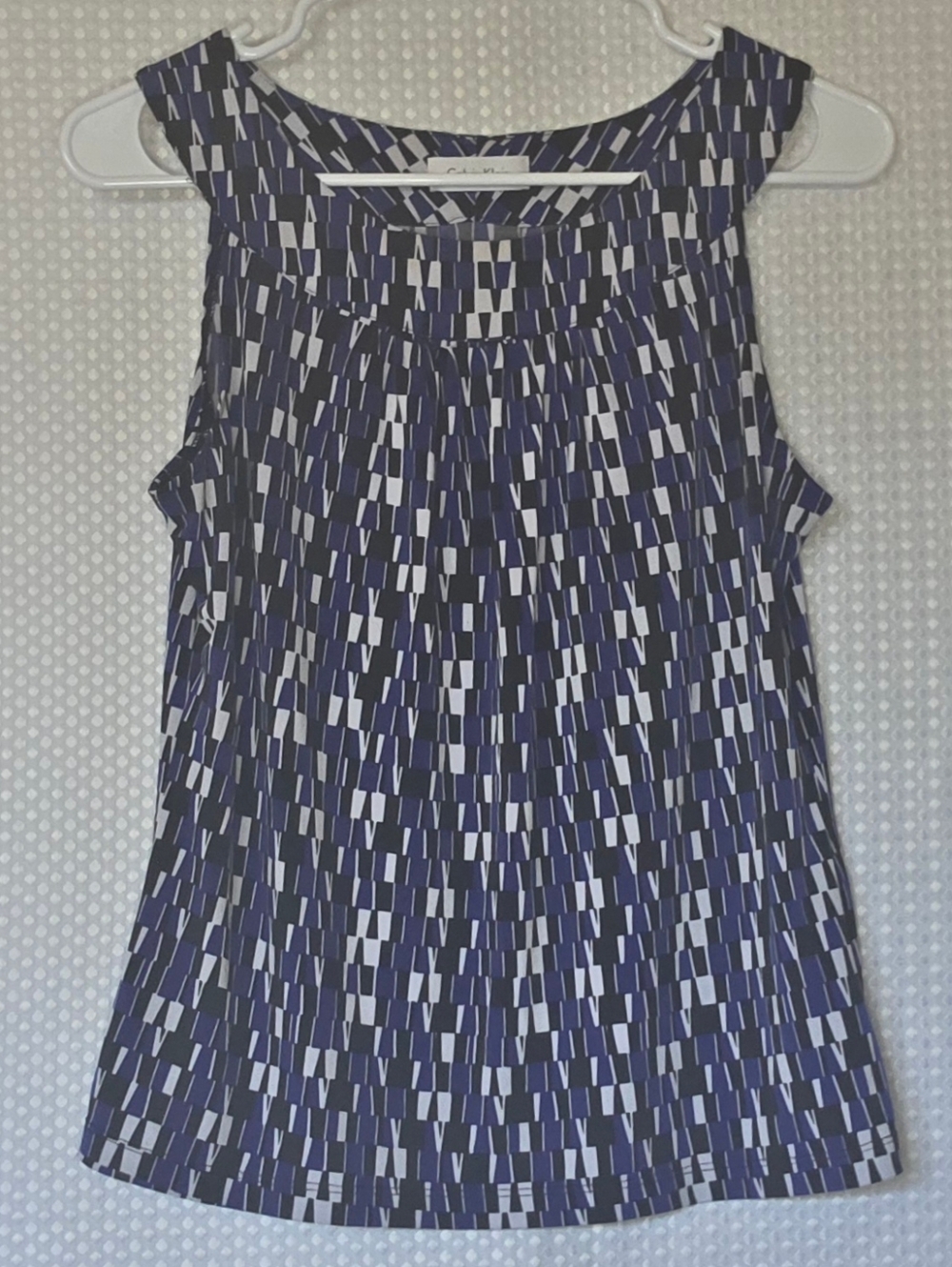 Calvin Klein Geometric Blouse Small Sleeveless Work Top Chic Minimal - Picture 8 of 8